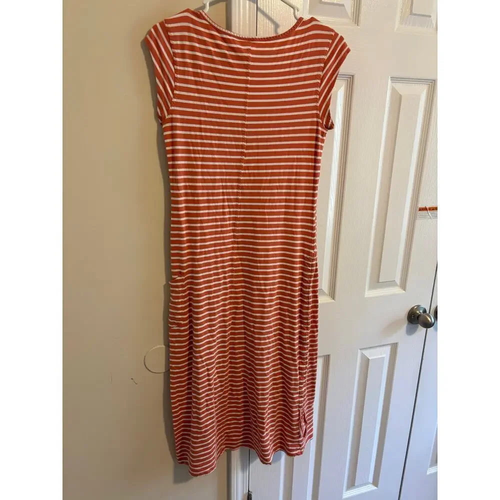 Toad & Co Muse dress sz small in salmon coral balanced stripe - Picture 6 of 10